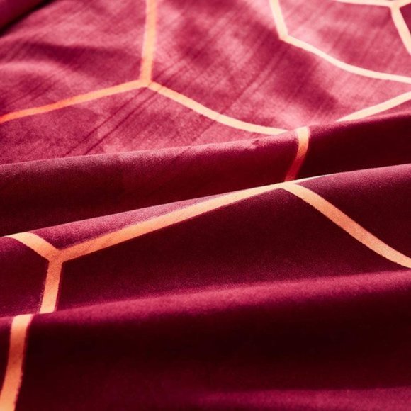 ✧Geometric Diamond Line Duvet Cover Set with Shams - Picture 6 of 6